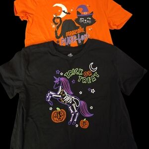 Halloween Graphic T-Shirts - Black and Orange Size S And L